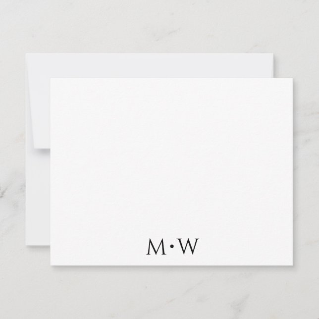 Couple's Initials Newlyweds Black White Stationery Card (Front)