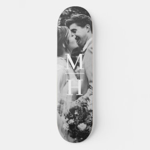 Couples Initials Retro Photo Monogram Skateboard