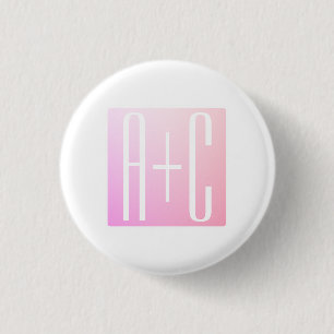 Couple's Initials Subtle Pink Gradation 3 Cm Round Badge