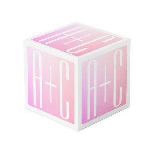Couple's Initials   Subtle Pink Gradation Cube
