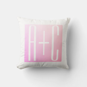 Couple's Initials   Subtle Pink Gradation Cushion