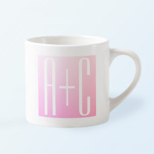 Couple's Initials   Subtle Pink Gradation Espresso Cup