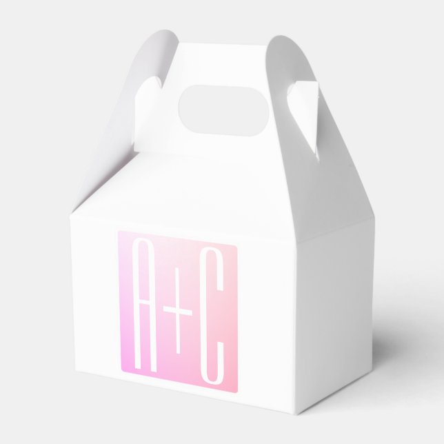 Couple's Initials | Subtle Pink Gradation Favour Box (Front Side)