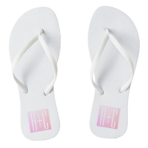 Couple's Initials   Subtle Pink Gradation Jandals