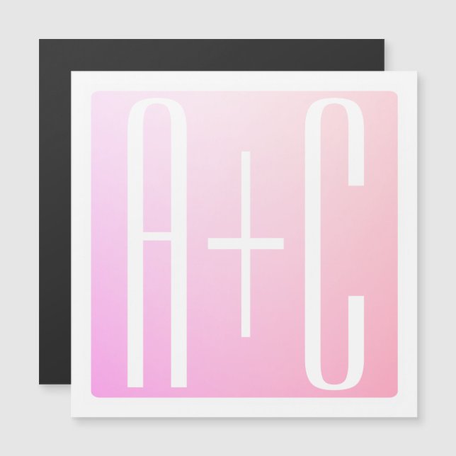 Couple's Initials | Subtle Pink Gradation Magnetic Invitation (Front/Back)