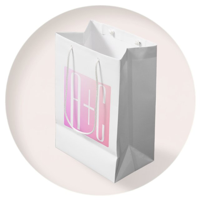 Couple's Initials | Subtle Pink Gradation Medium Gift Bag (Creator Uploaded)