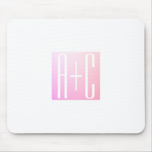 Couple's Initials Subtle Pink Gradation Mouse Pad