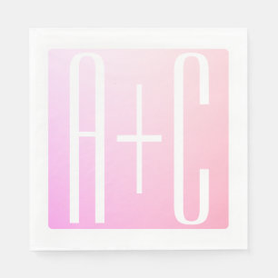 Couple's Initials   Subtle Pink Gradation Napkin