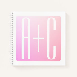 Couple's Initials   Subtle Pink Gradation Notebook