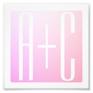 Couple's Initials   Subtle Pink Gradation Photo Print