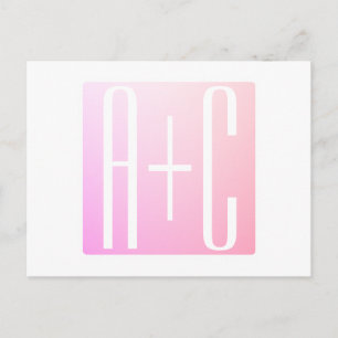 Couple's Initials   Subtle Pink Gradation Postcard