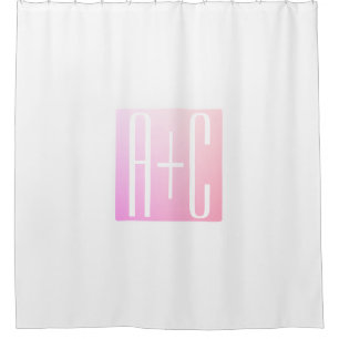 Couple's Initials Subtle Pink Gradation Shower Curtain