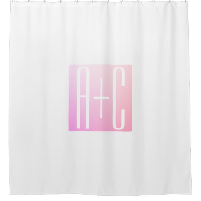 Couple's Initials | Subtle Pink Gradation Shower Curtain (Front)
