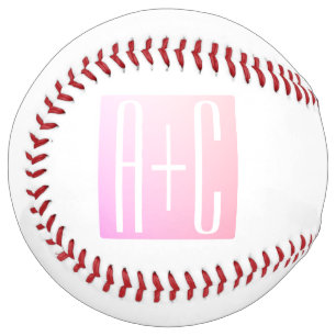 Couple's Initials Subtle Pink Gradation Softball