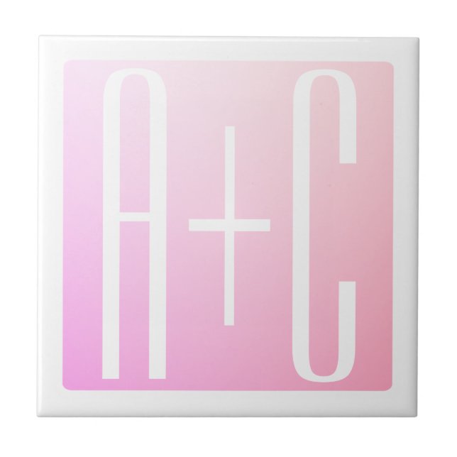 Couple's Initials | Subtle Pink Gradation Tile (Front)
