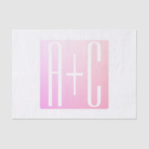 Couple's Initials   Subtle Pink Gradation Tissue Paper