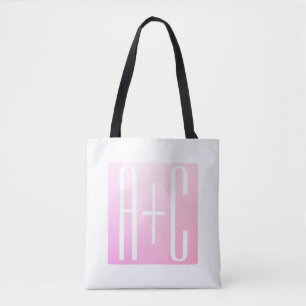 Couple's Initials Subtle Pink Gradation Tote Bag