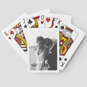 Couples Initials Wedding Photo Monogram Playing Cards