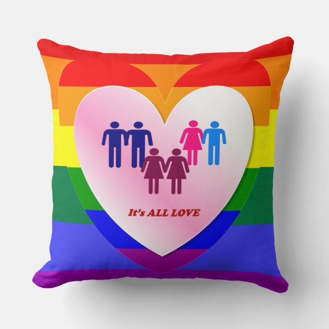 Couples Inside the All Love Pride Heart Cushion (Front)
