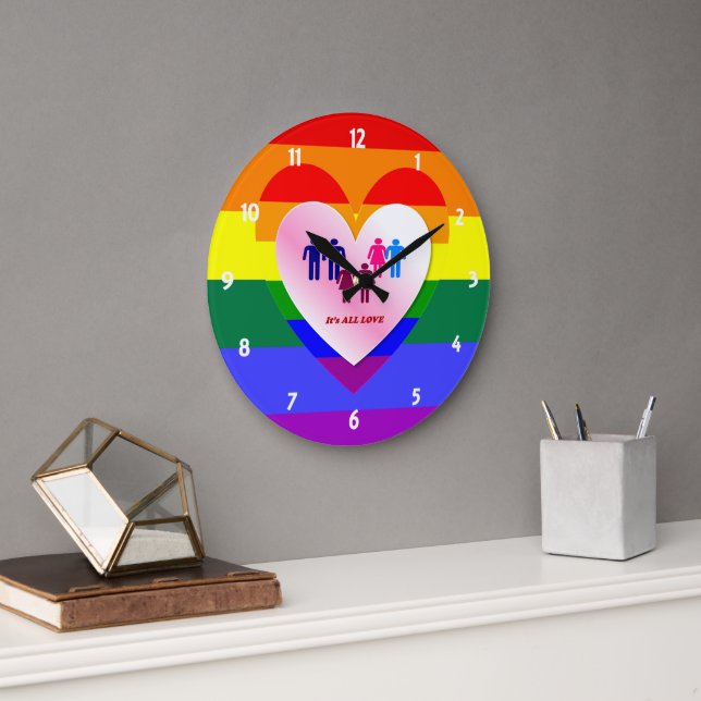 Couples Inside the All Love Pride Heart Large Clock (Office)
