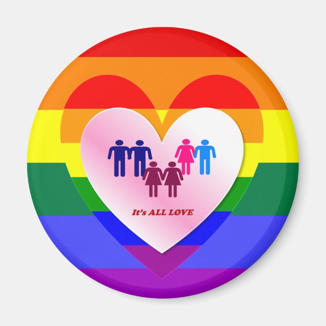 Couples Inside the All Love Pride Heart Magnet (Front)