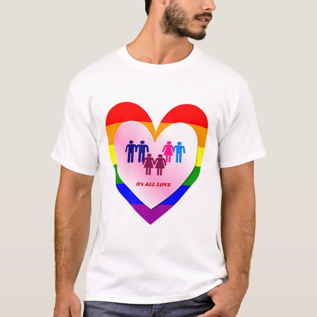 Couples Inside the All Love Pride Heart T-Shirt (Front)