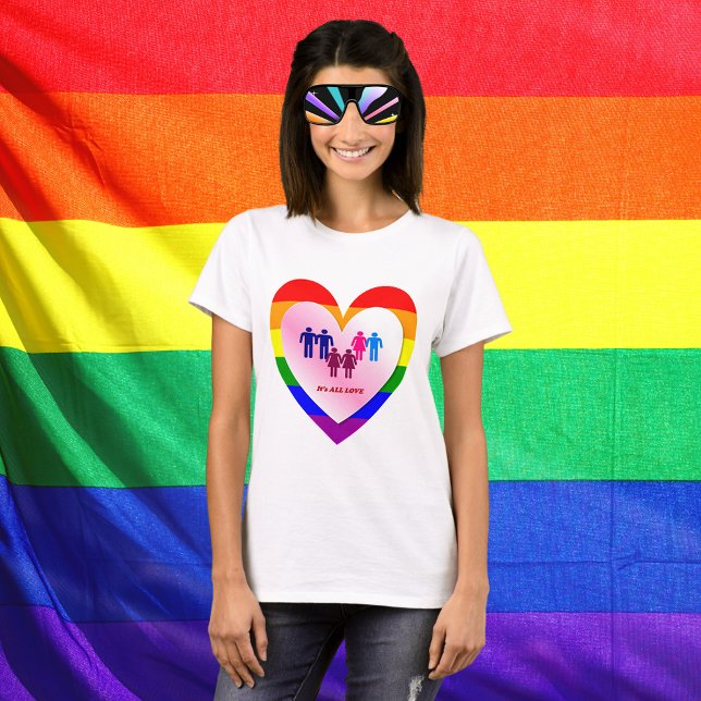Couples Inside the All Love Pride Heart T-Shirt (Couples Inside the All Love Pride Heart T-Shirt)