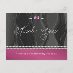 Couples Joint Milestone Birthday Ruby Metallic Postcard