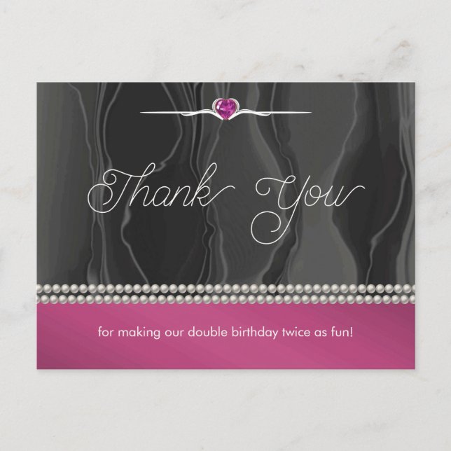 Couples Joint Milestone Birthday Ruby Metallic Postcard (Front)