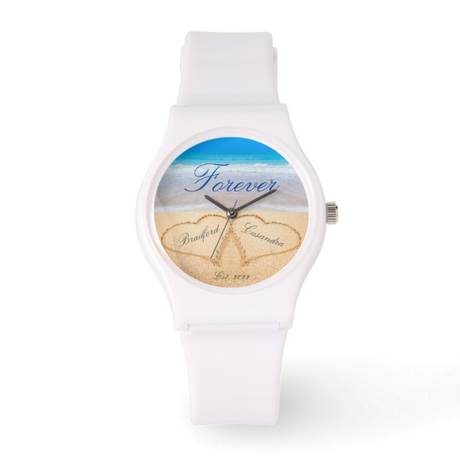  Couples ke Personalised Forever | Hearts in Sand  Watch (Front)