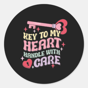 Couples Key To My Heart Handle With Care Happy Val Classic Round Sticker