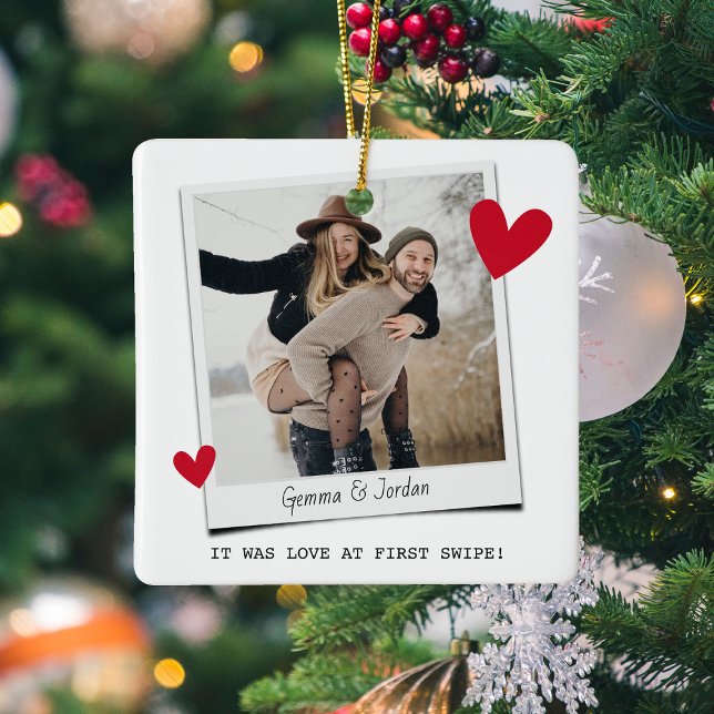 Couples Love at First Swipe’ online dating  Ceramic Ornament (Creator Uploaded)