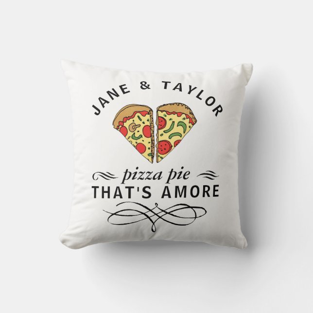 Couples Love Pizza Add Names Cushion (Front)