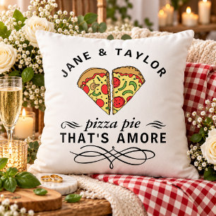 Couples Love Pizza Add Names Wedding Cushion
