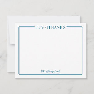Couple's LOVE & THANKS Blue Wedding Stationery Thank You Card