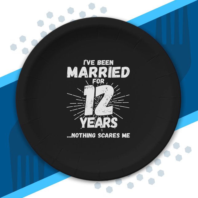 Couples Married 12 Years Funny 12th Anniversary Paper Plate (Creator Uploaded)