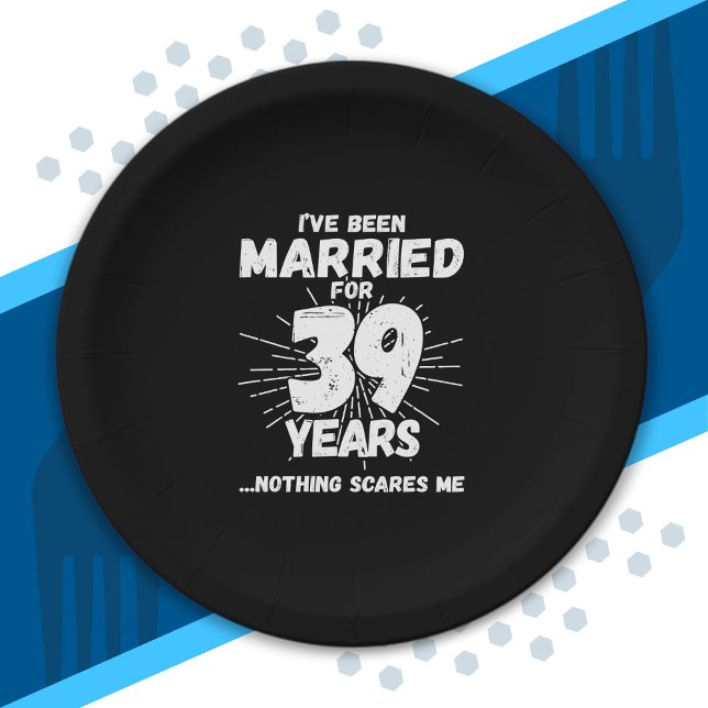 Couples Married 39 Years Funny 39th Anniversary Paper Plate (Creator Uploaded)