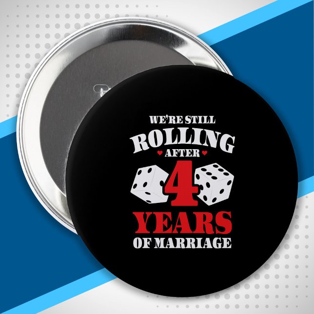 Couples Married 4 Years Funny 4th Anniversary 10 Cm Round Badge (Creator Uploaded)