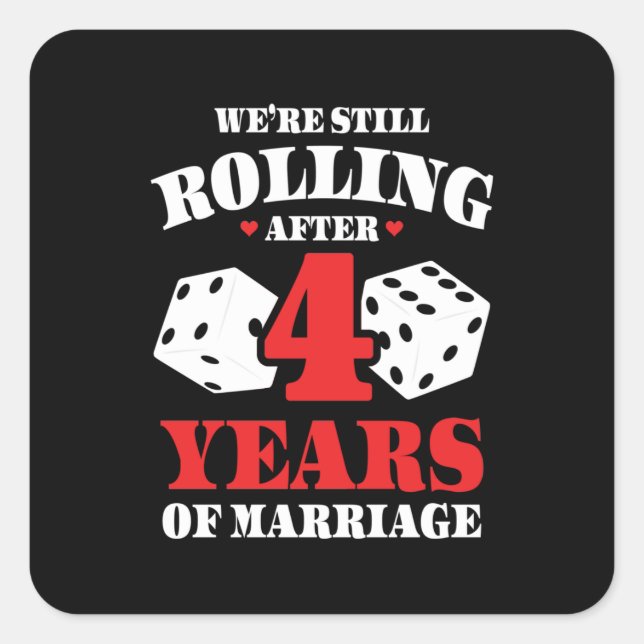 Couples Married 4 Years Funny 4th Anniversary Square Sticker (Front)