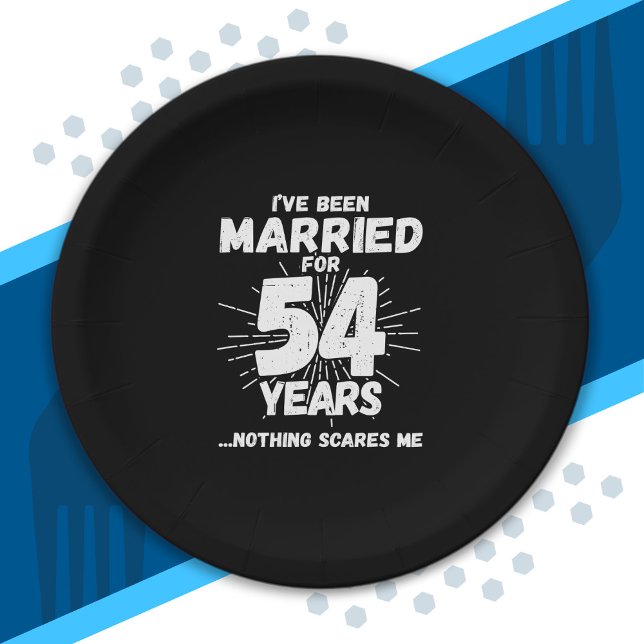 Couples Married 54 Years Funny 54th Anniversary Paper Plate (Creator Uploaded)