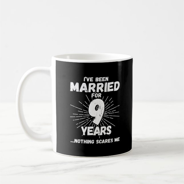 Couples Married 9 Years Funny 9th Anniversary Coffee Mug (Left)