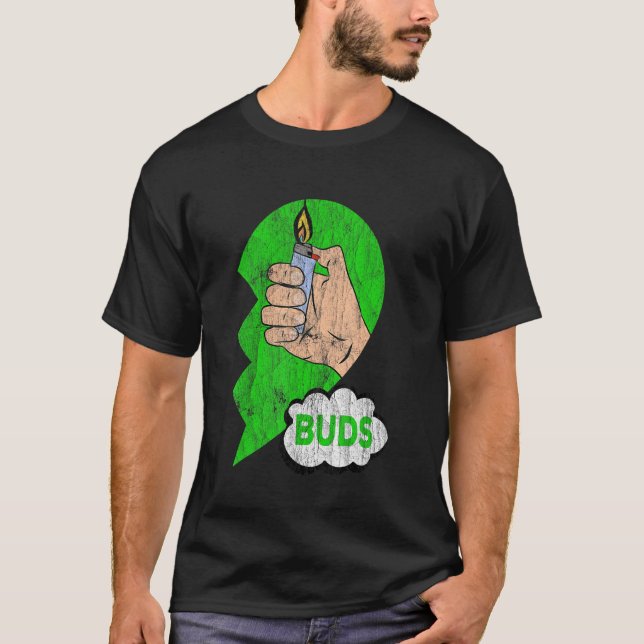 Couples Matching Best Buds Weed Funny Joint Stoner T-Shirt (Front)