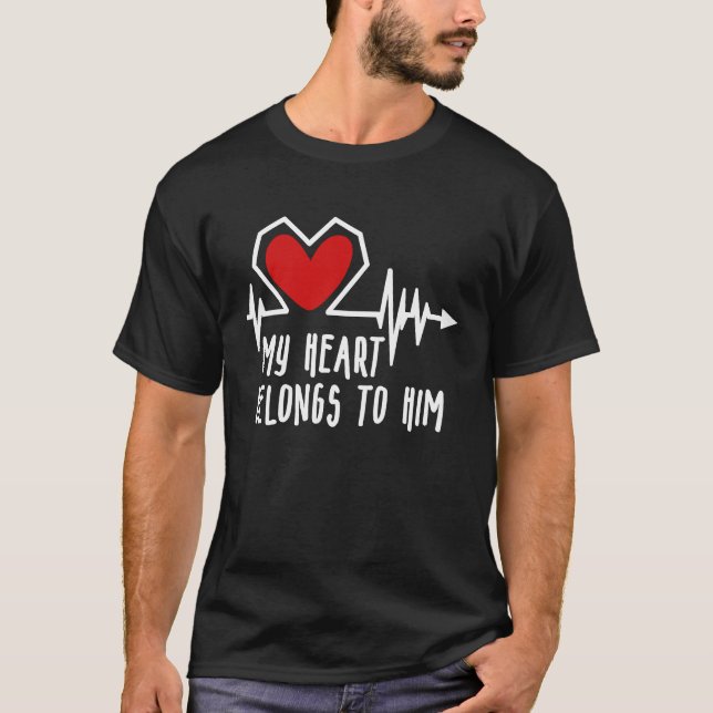 Couples Matching Valentine Day My Heart Belongs To T-Shirt (Front)