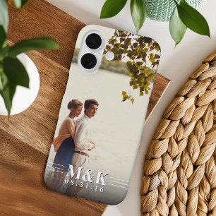 Couples Monogram Custom Photo iPhone 16 Case