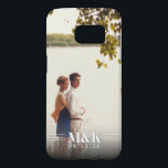 Couples Monogram Custom Photo<br><div class="desc">Add your favourite engagement photo, wedding picture or snapshot to this chic case along with your initials and wedding date or anniversary in classic white serif lettering. Makes a beautiful way to remember your engagement, wedding or a special moment! Optional gradient at the bottom helps the text show up against...</div>