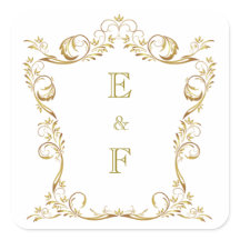 Couples Monogram Gold Wedding Sticker