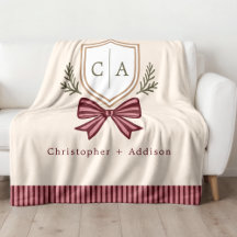 Couple's Monogram Names Crest Bow Christmas