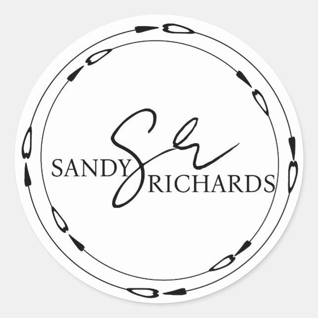 Couples Monogrammed Black White Heart Wedding  Classic Round Sticker (Front)
