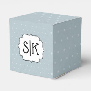 Couples Monograms Framed Pale Blue White Polka Dot Favour Box