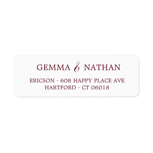 Couples Name Burgundy Wedding Return Address (Front)